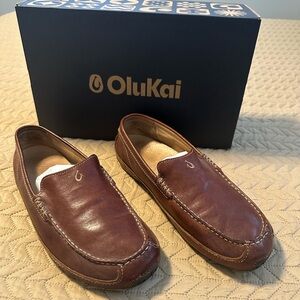 OluKai Men's Brown Leather Loafers